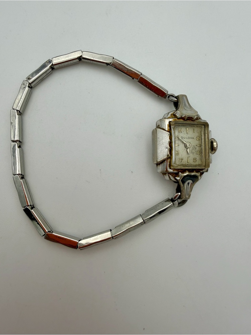 1955 Bulova Silver-Tone Ladies Pendant wind-up Watch with Rectangular Dial - Picture 3 of 5